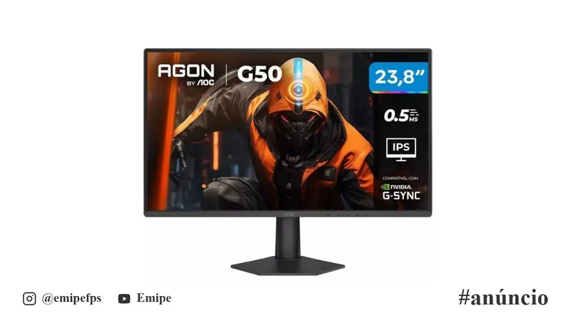 Monitor Gamer AOC 23,8" Full HD 144Hz Agon G50 IPS 0,5ms 24G50F/57 HDMI DisplayPort G-Sync 24" em promoção na Shopee