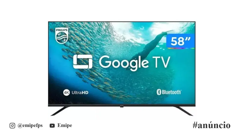 Smart TV 58" 4K UHD LED Philips 58PUG7019/78 Wi-Fi Bluetooth Google Assistente 3 HDMI 2 USB em promoção na Shopee