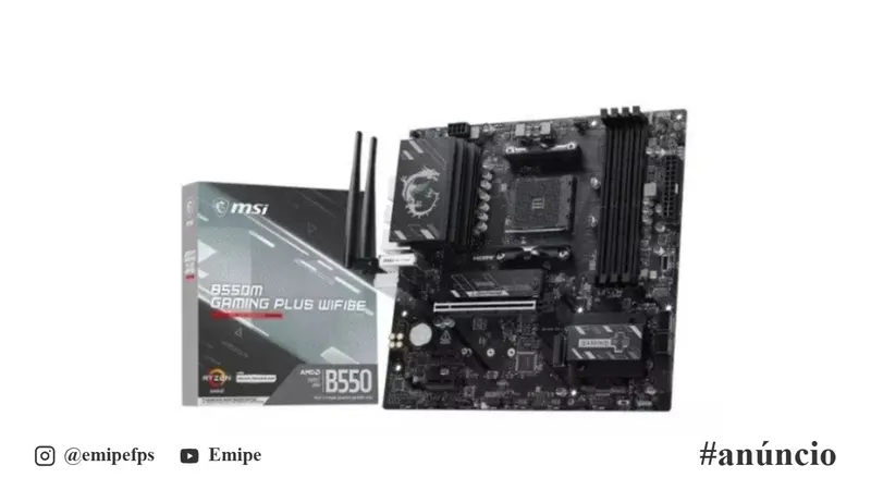 Placa-Mãe MSI B550M Gaming Plus WiFi 6E, AMD AM4, DDR4, Bluetooth 5.2, Preto e Prata em promoção na Shopee