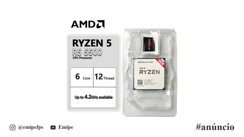 Processador AMD Ryzen 5 5500, 6-Core, 12-Threads, 3.6GHz (4.2GHz Turbo), Cache 19MB, AM4 Novo sem Caixa em promoção na Shopee