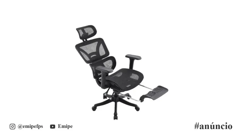 Cadeira Presidente Ergonômica de Escritório Mesh Reclinável com Apoio de Pés Retrátil e Apoio de Cabeça em promoção na Shopee