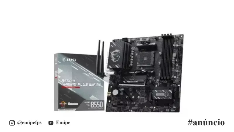 Placa-Mãe MSI B550M Gaming Plus Wi-Fi 6E, AMD AM4, DDR4, Wi-Fi 6E, Bluetooth 5.2, Preto e Prata, B550M GAMING PLUS WIFI6E em promoção na Shopee