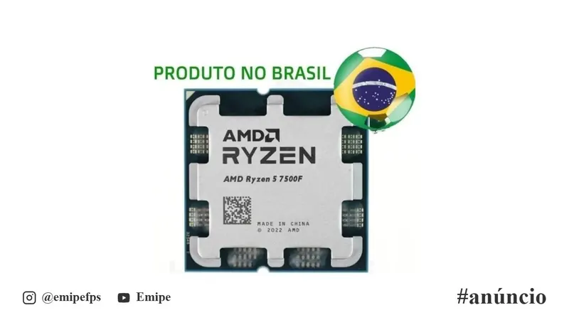 Processador AMD Ryzen 5 7500F, AM5, Sem Vídeo Integrado em promoção na Shopee