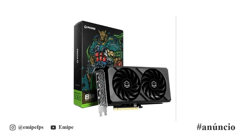 Placa de Vídeo PCYes RTX 5060, 8GB GDDR7, 128-bit, Gamer em promoção na Shopee