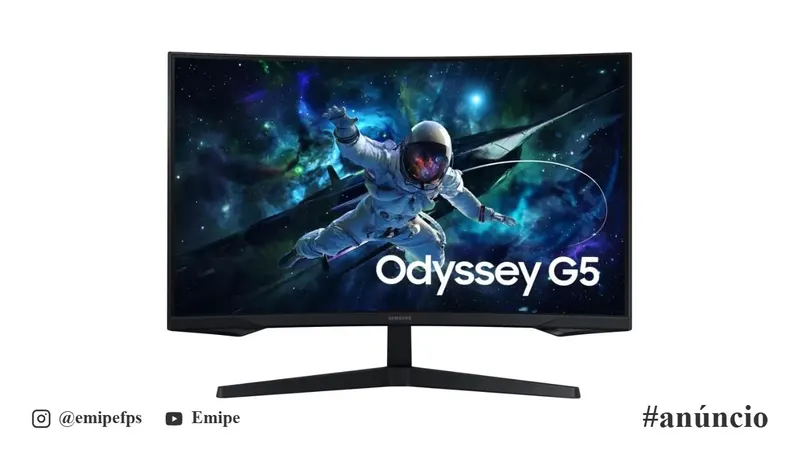 Monitor Gamer Samsung Odyssey G5 32, Resolução QHD, Taxa de atualização de 165Hz & 1ms de tempo de resposta (MPRT), Curvatura com 1000R, HDR 10, AMD FreeSync, Eye Saver Mode & Flicker Free Mode em promoção na Amazon