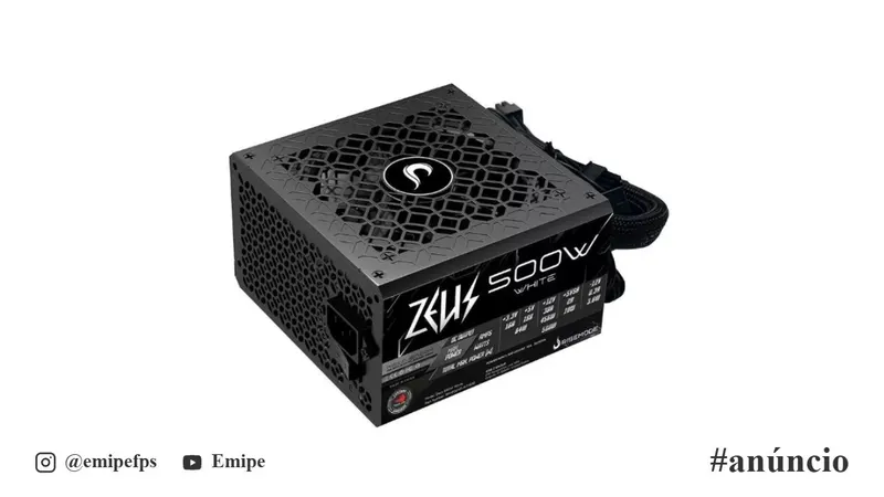 Fonte Gamer Rise Mode Zeus, 500W, PFC Ativo, Preto, RM-PSU-01-WT-500 em promoção na Shopee