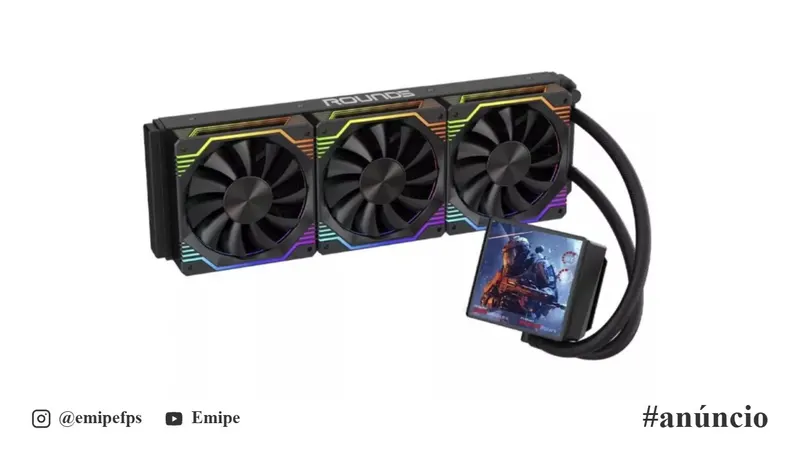 Water Cooler Round5 Zephyro Black, ARGB, 360mm, com Display LCD, Intel-AMD, PWM, Preto, R5-WC-ZEPHYRO-360B-2224 em promoção na Shopee