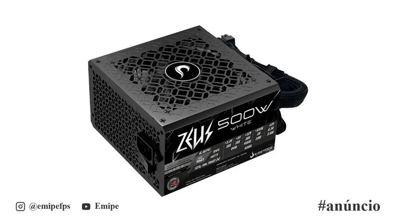 Fonte Gamer Rise Mode Zeus, 500W, PFC Ativo, Selo Teclab, Preto - RM-PSU-01-WT-500 em promoção na Amazon