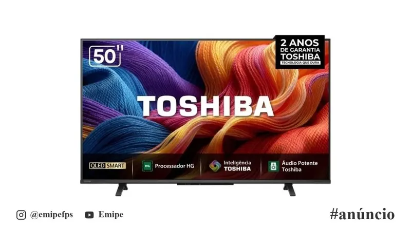 Smart TV Toshiba 50" QLED Full HD 60Hz VIDAA com Wi-Fi Dual Band e Bluetooth 50V45SS Bivolt em promoção na Shopee